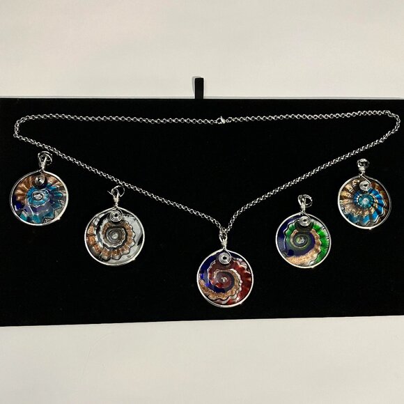 Ocean PendantS (5) + Stainless Steel 29 in Rolo Chain Ocean Wave Lampwork Chain - Picture 1 of 16